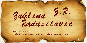 Žaklina Radusilović vizit kartica